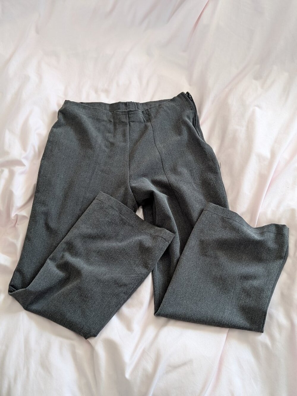 Lace Charcoal Grey Side Zip Straight Leg Trousers